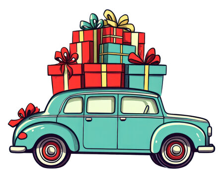 Fototapeta PNG Christmas car vehicle art transportation.