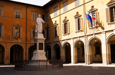 Historic square with statue of Francesco Di Marco Datini, Prato