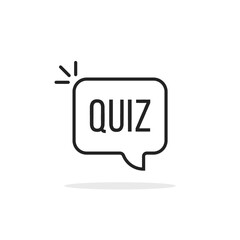 black thin line quiz icon with speech bubble
