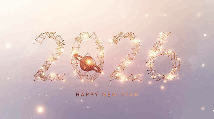 Serene Reflective 2026 Happy New Year Vector with Vibrant Gradient light