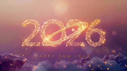 Serene Reflective 2026 Happy New Year Vector with Vibrant Gradient light
