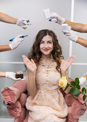 young woman in beauty salon doing hair procedure