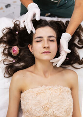 young woman in beauty salon skin treatment