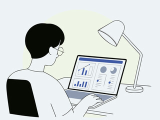 Small business owner checking online store analytics using laptop