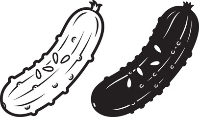 Two contrasting styles of pickle illustrations side by side