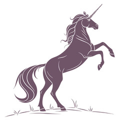 Silhouette of a rearing unicorn, majestic creature © Nurshahi