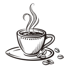 A cup of coffee with steam