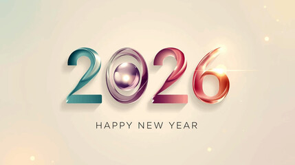 Aurora Ribbon 2026 Happy New Year Vector Design. A modern Happy New Year 2026 vector design ideal for greeting cards, posters, and celebration graphics.