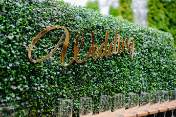 a wall decorated with champagne glasses