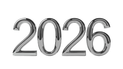 2026 in shiny silver metallic style. 
