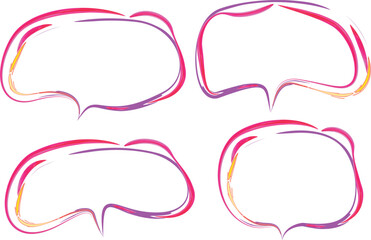 pink purple colorful decorative swirling lines design speech bubbles