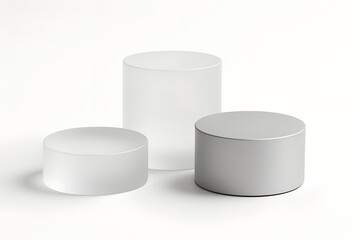 Minimal White and Silver Cylinder Podium &mdash; 3D Product Display Mockup on Light Background