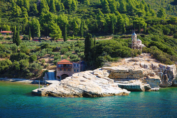 The pier of the Zograf Monastery on Mount Athos, Greece