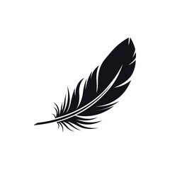 Obraz premium A Single Black Feather Icon Representing Lightness, Elegance, and Grace