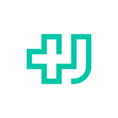 Minimal J plus medical logo design