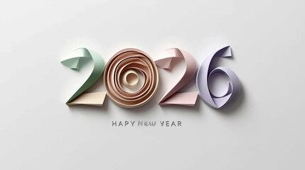 Origami Paper 2026 Happy New Year Vector in Pastel Mint Green. A modern and elegant Happy New Year vector design ideal for greeting cards, posters, and festive branding.