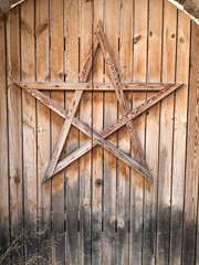Wooden Star Detail on Old Stone House Door , Traditional Architecture of Datca