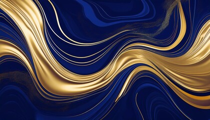 abstract golden liquid marble pattern on a deep blue background luxury art design for banner texture poster fashion