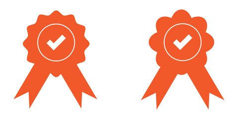 Approved or certified medal icon. Certified badge. Approval check symbol. EPS 10 