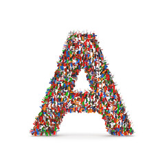 Letter A Formed by a Diverse Crowd of Tiny Human Figures