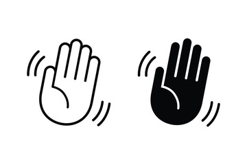 Waving hand icons set. Minimal vector hand wave design. Hello symbol