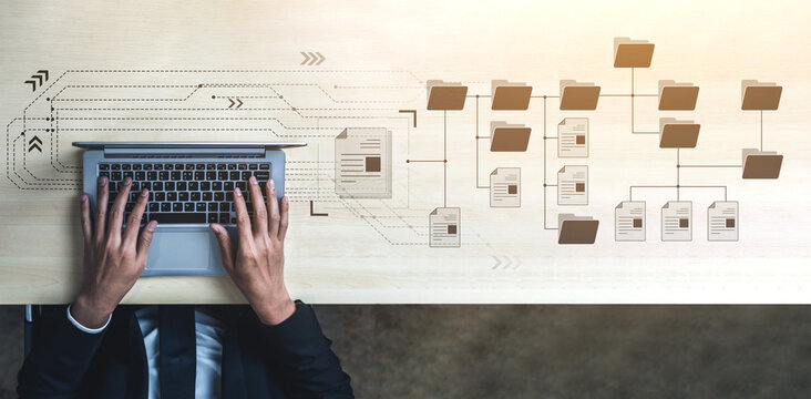 Digital file structure showing folder organization, file hierarchy, and document arrangement. File structure supports management, improves access, and file structure enhances clarity. Vouch
