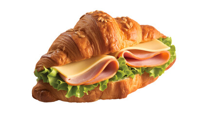 Delicious ham and cheese croissant and sandwich for breakfast or lunch snack meal freshly made