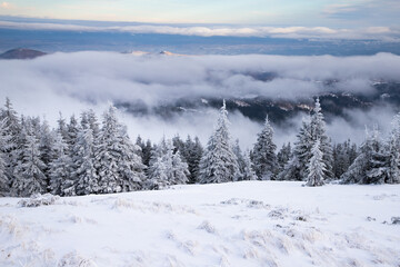 beautiful snow covered mountain landscape in winter