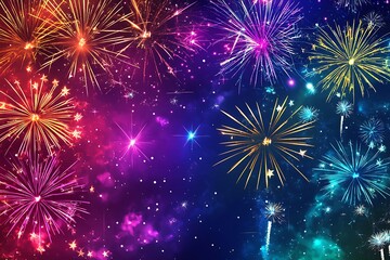 Naklejka premium Vibrant celebration pyrotechnic display event high resolution picture