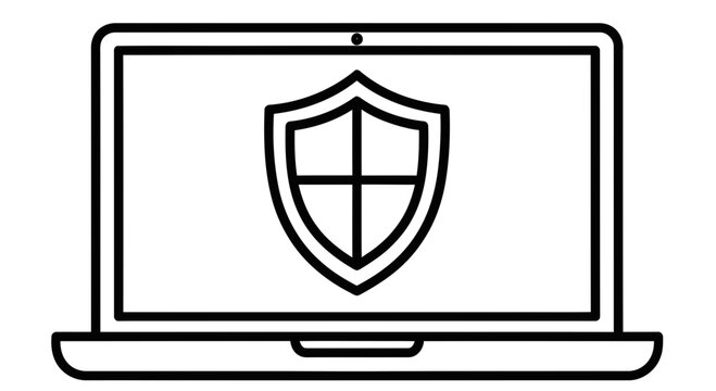 Protect your digital assets with a secure shield icon on a laptop screen, symbolizing data protection and cybersecurity for a safe online experience