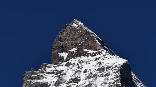 sunny day with tight view of the matterhorn peak in zermatt switzerland
