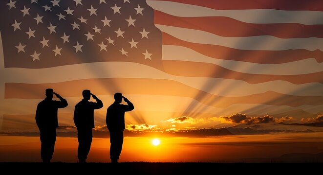 Portrait of a proud military veteran wearing a decorated uniform standing in front of the United States flag. The image symbolizes honor, service, and patriotism, representing the courage and dedicati - Powered by Adobe