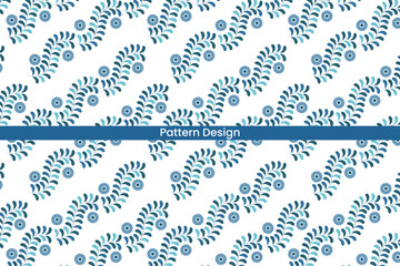 Obraz premium Seamless repeating pattern of stylized blue green floral branches and leaves on a white background