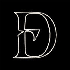 Capital Letters D of English alphabet. luxury and elegant font glamour french style