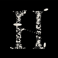 Capital Letters H of English alphabet. luxury and elegant font glamour french style