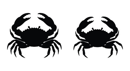 Two black crab silhouettes facing each other simple graphic design