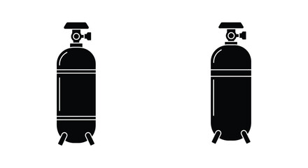 Two black silhouette icons depicting oxygen tanks for medical or diving uses