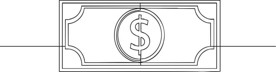 Obraz premium Modern minimalist dollar bill icon symbolizing financial success, investment, and economic growth with clean lines