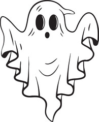 Halloween Ghost Editable Blank Vector Outline