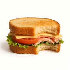 Toasted Sandwich Bite with Ham, Cheese, and Lettuce &mdash; Classic Lunch Close-Up