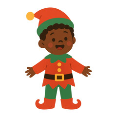 PNG Cheerful cartoon Christmas elf illustration.