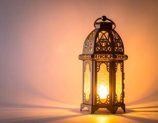 Decorative lantern casting shadows, illuminated against gradient
