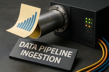 Data pipeline ingestion concept showcasing data analytics.