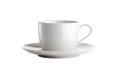 White Coffee Cup and Saucer isolated on a transparent background