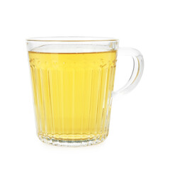 Cup of delicious tea isolated on white