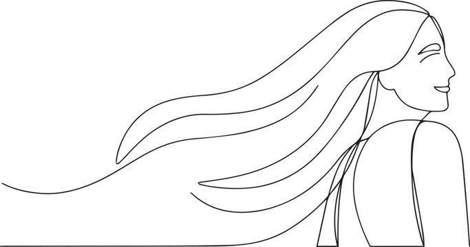 drawing of woman one continuous line art, Vector illustration, One line art, Line art graphic style