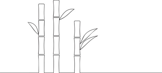 Bamboo one continuous line art, Vector illustration, One line art, Line art graphic style