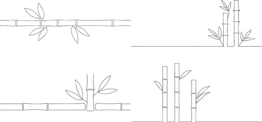 A group of Bamboo one continuous line art, Vector illustration, One line art, Line art graphic style