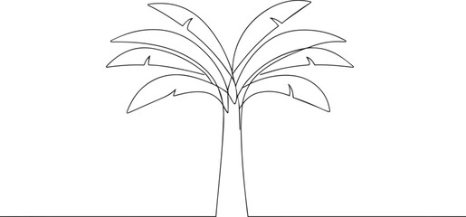 Banana tree one continuous line art, Vector illustration, One line art, Line art graphic style