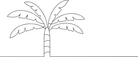 Banana tree one continuous line art, Vector illustration, One line art, Line art graphic style
